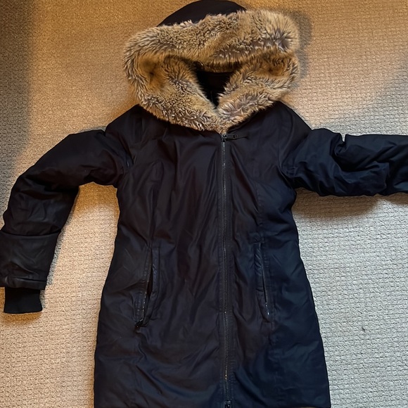 Babaton Harrison faux-fur parka in Navy blue , size S - Picture 7 of 8